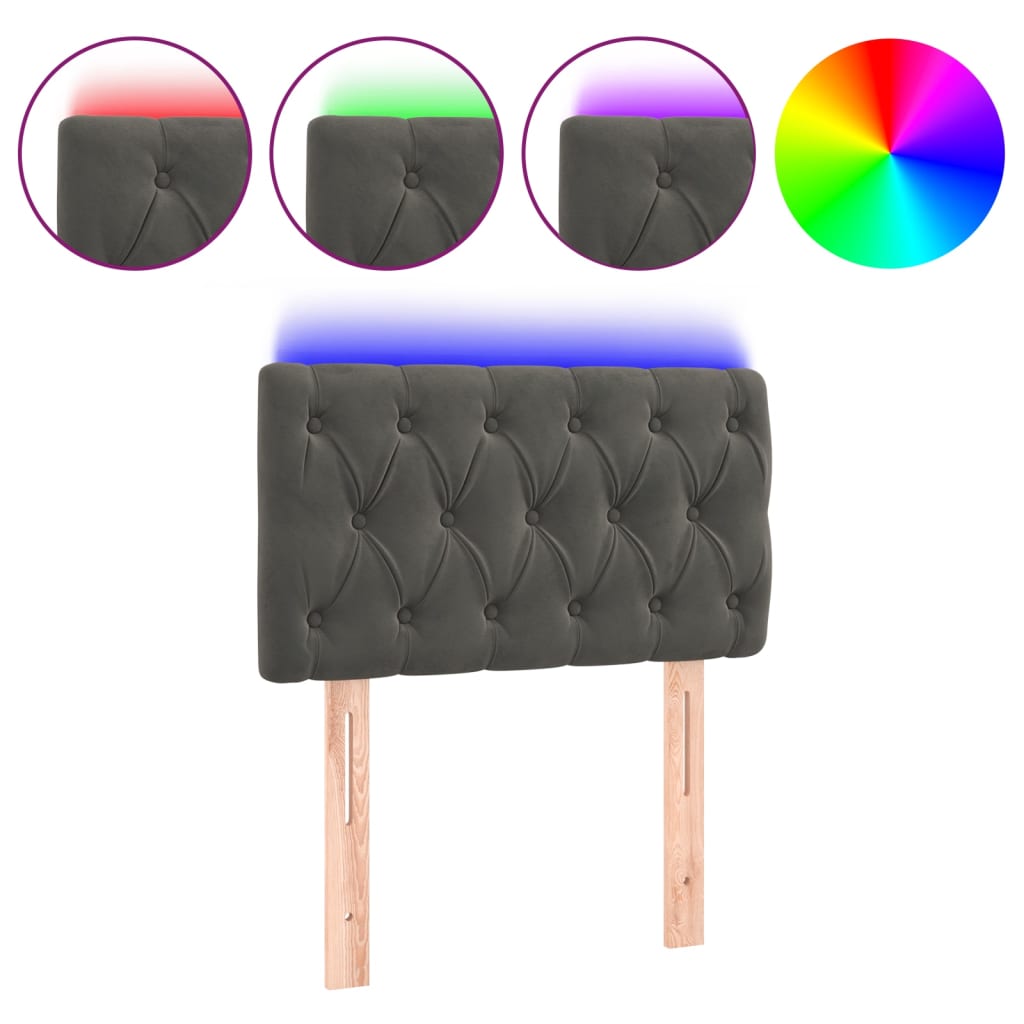Hoofdbord LED 80x7x78/88 cm fluweel donkergrijs is nu te koop bij PeponiXL, paradijselijk wonen!
