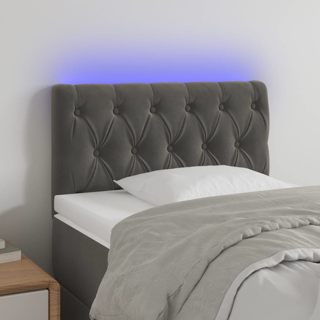 Hoofdbord LED 80x7x78/88 cm fluweel donkergrijs is nu te koop bij PeponiXL, paradijselijk wonen!