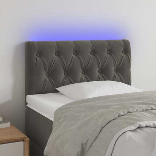 Hoofdbord LED 80x7x78/88 cm fluweel donkergrijs is nu te koop bij PeponiXL, paradijselijk wonen!