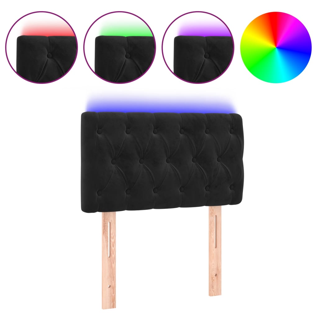 Hoofdbord LED 80x7x78/88 cm fluweel zwart is nu te koop bij PeponiXL, paradijselijk wonen!