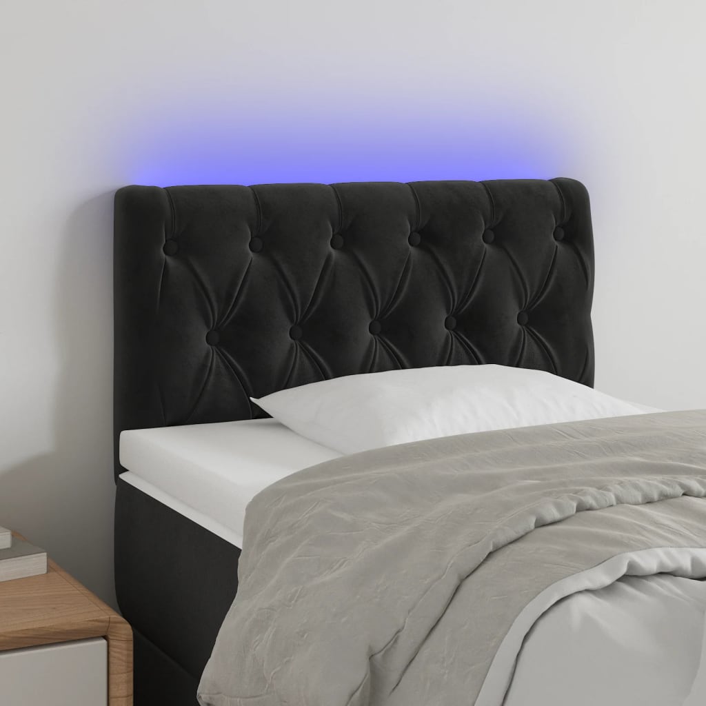 Hoofdbord LED 80x7x78/88 cm fluweel zwart is nu te koop bij PeponiXL, paradijselijk wonen!