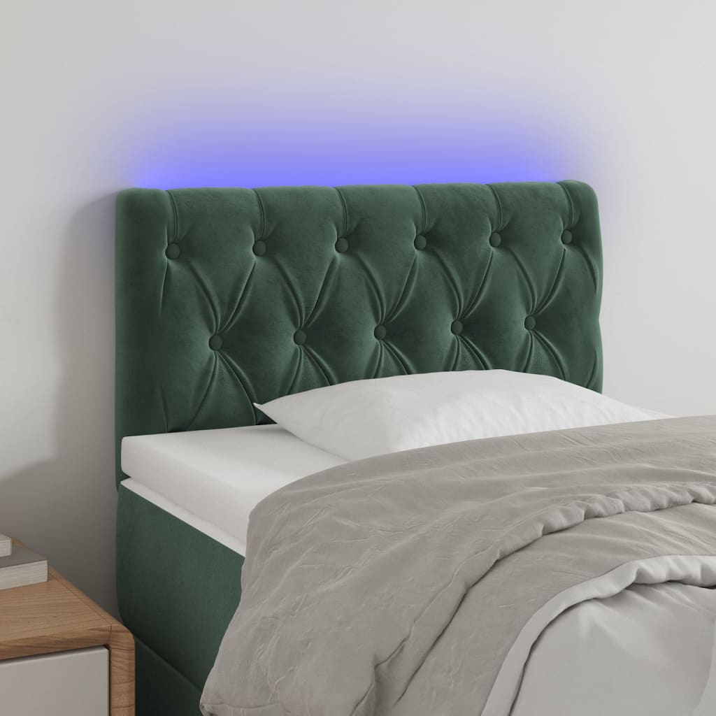 Hoofdbord LED 80x7x78/88 cm fluweel donkergroen is nu te koop bij PeponiXL, paradijselijk wonen!