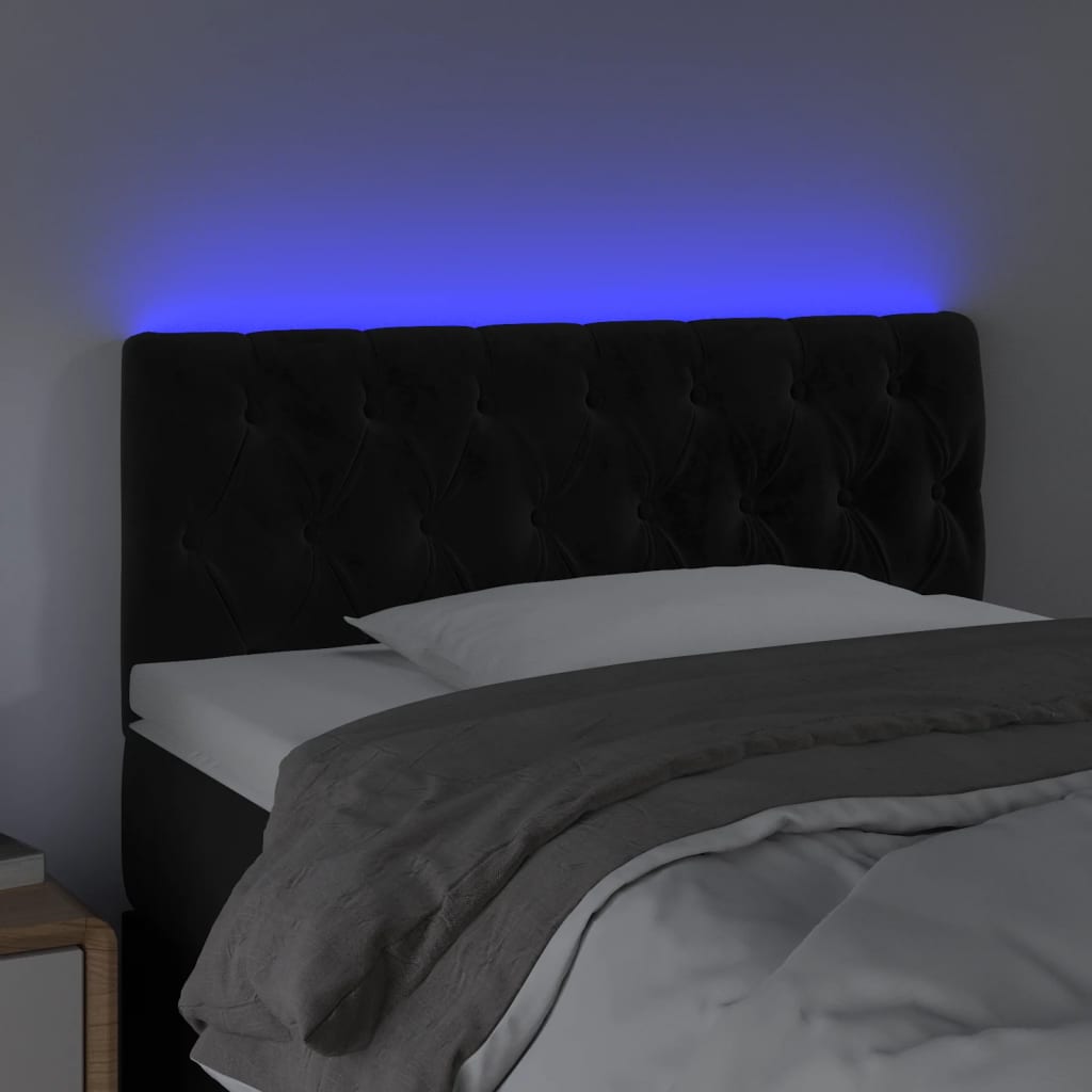 Hoofdbord LED 90x7x78/88 cm fluweel zwart is nu te koop bij PeponiXL, paradijselijk wonen!