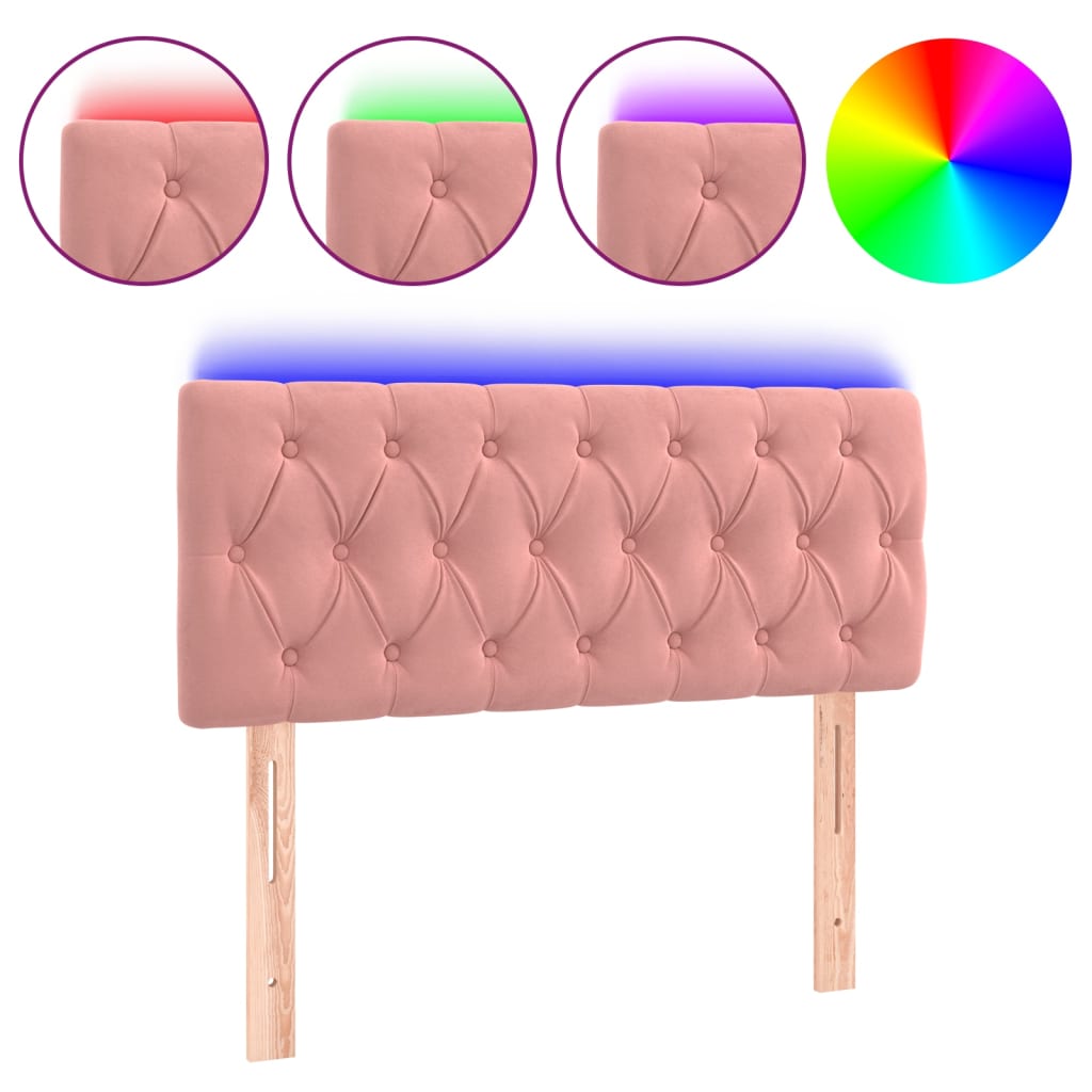 Hoofdbord LED 90x7x78/88 cm fluweel roze is nu te koop bij PeponiXL, paradijselijk wonen!