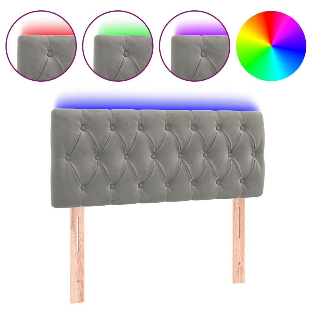 Hoofdbord LED 100x7x78/88 cm fluweel lichtgrijs is nu te koop bij PeponiXL, paradijselijk wonen!