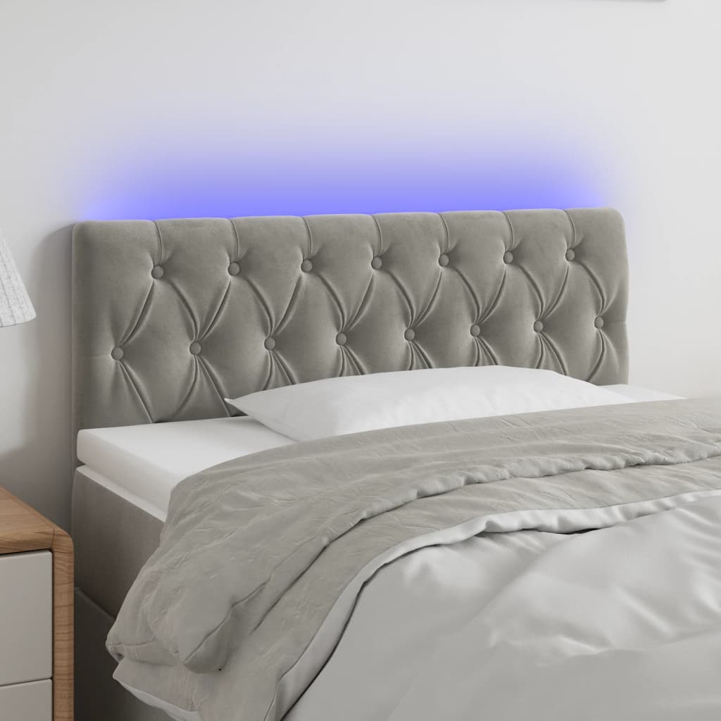 Hoofdbord LED 100x7x78/88 cm fluweel lichtgrijs is nu te koop bij PeponiXL, paradijselijk wonen!