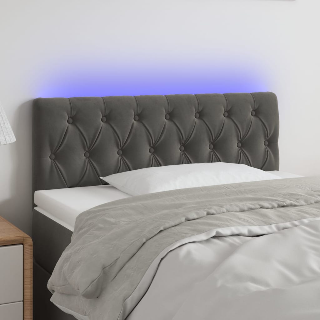 Hoofdbord LED 100x7x78/88 cm fluweel donkergrijs is nu te koop bij PeponiXL, paradijselijk wonen!
