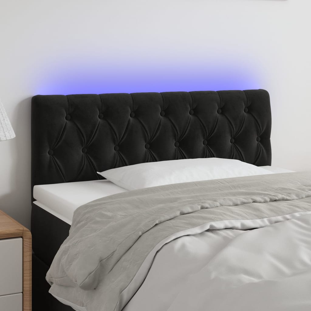 Hoofdbord LED 100x7x78/88 cm fluweel zwart is nu te koop bij PeponiXL, paradijselijk wonen!