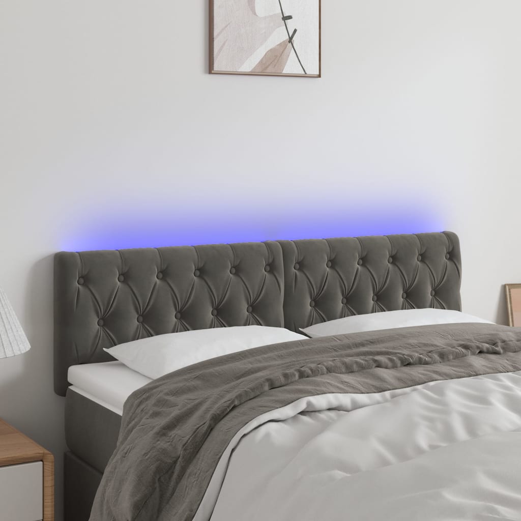 Hoofdbord LED 144x7x78/88 cm fluweel donkergrijs is nu te koop bij PeponiXL, paradijselijk wonen!