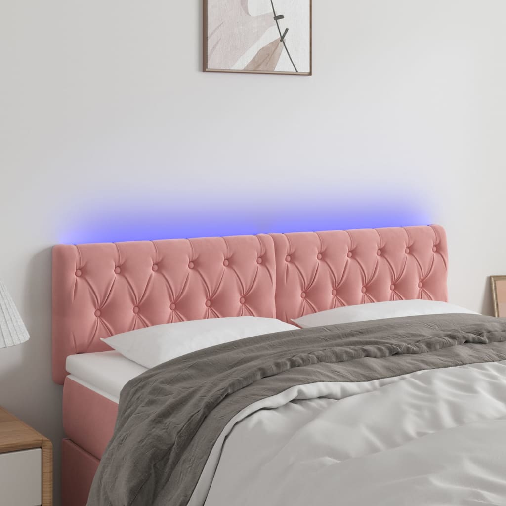Hoofdbord LED 160x7x78/88 cm fluweel roze is nu te koop bij PeponiXL, paradijselijk wonen!