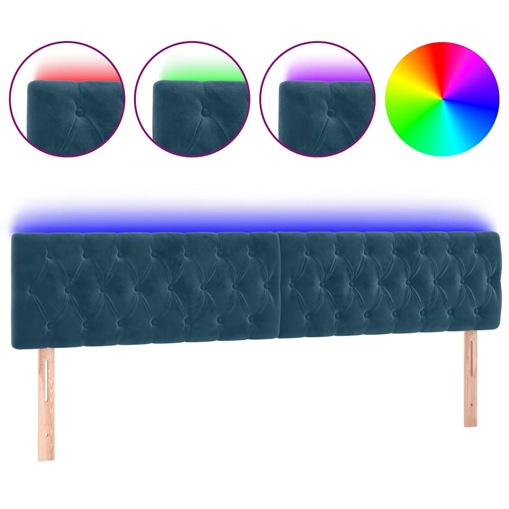 Hoofdbord LED 180x7x78/88 cm fluweel donkerblauw is nu te koop bij PeponiXL, paradijselijk wonen!