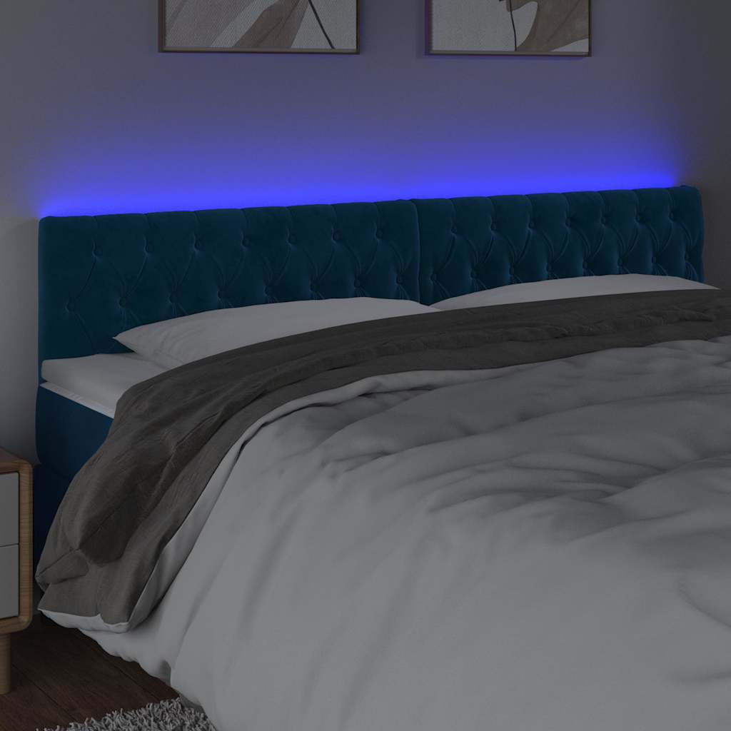 Hoofdbord LED 180x7x78/88 cm fluweel donkerblauw is nu te koop bij PeponiXL, paradijselijk wonen!