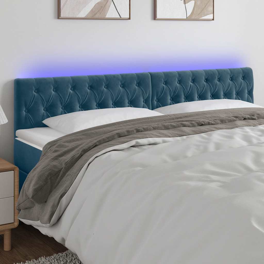 Hoofdbord LED 180x7x78/88 cm fluweel donkerblauw is nu te koop bij PeponiXL, paradijselijk wonen!