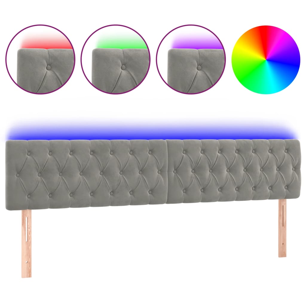Hoofdbord LED 200x7x78/88 cm fluweel lichtgrijs is nu te koop bij PeponiXL, paradijselijk wonen!