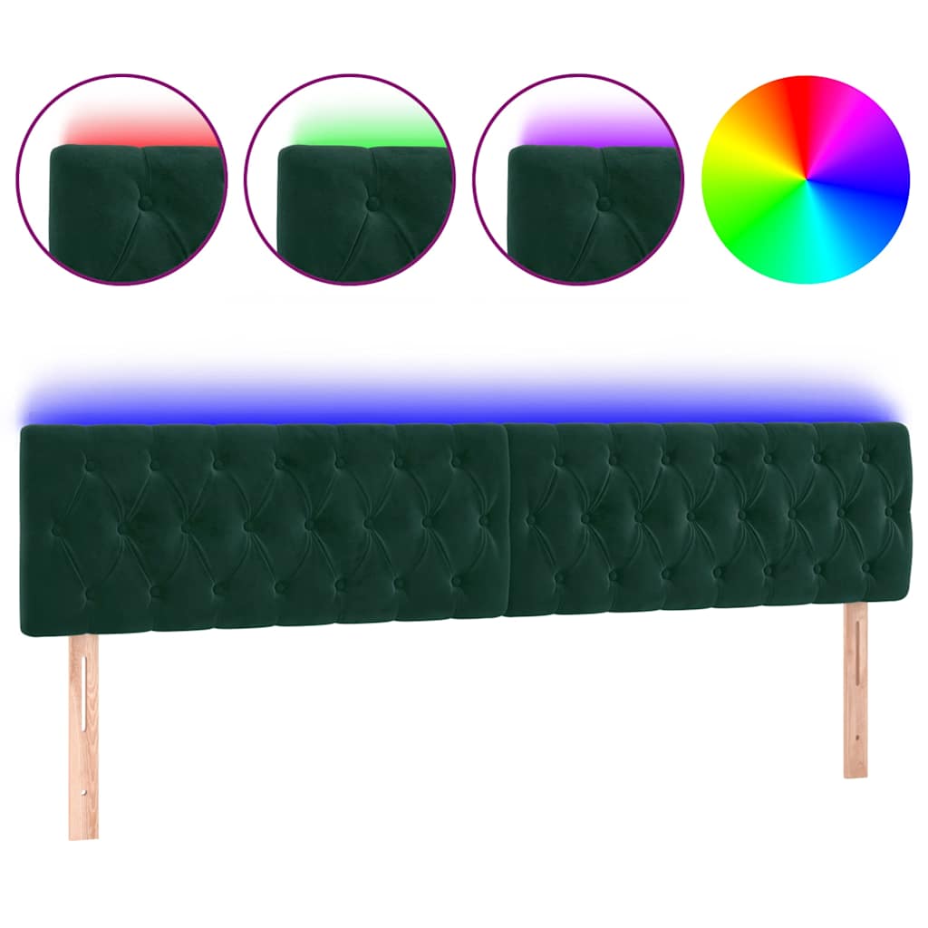 Hoofdbord LED 200x7x78/88 cm fluweel donkergroen is nu te koop bij PeponiXL, paradijselijk wonen!