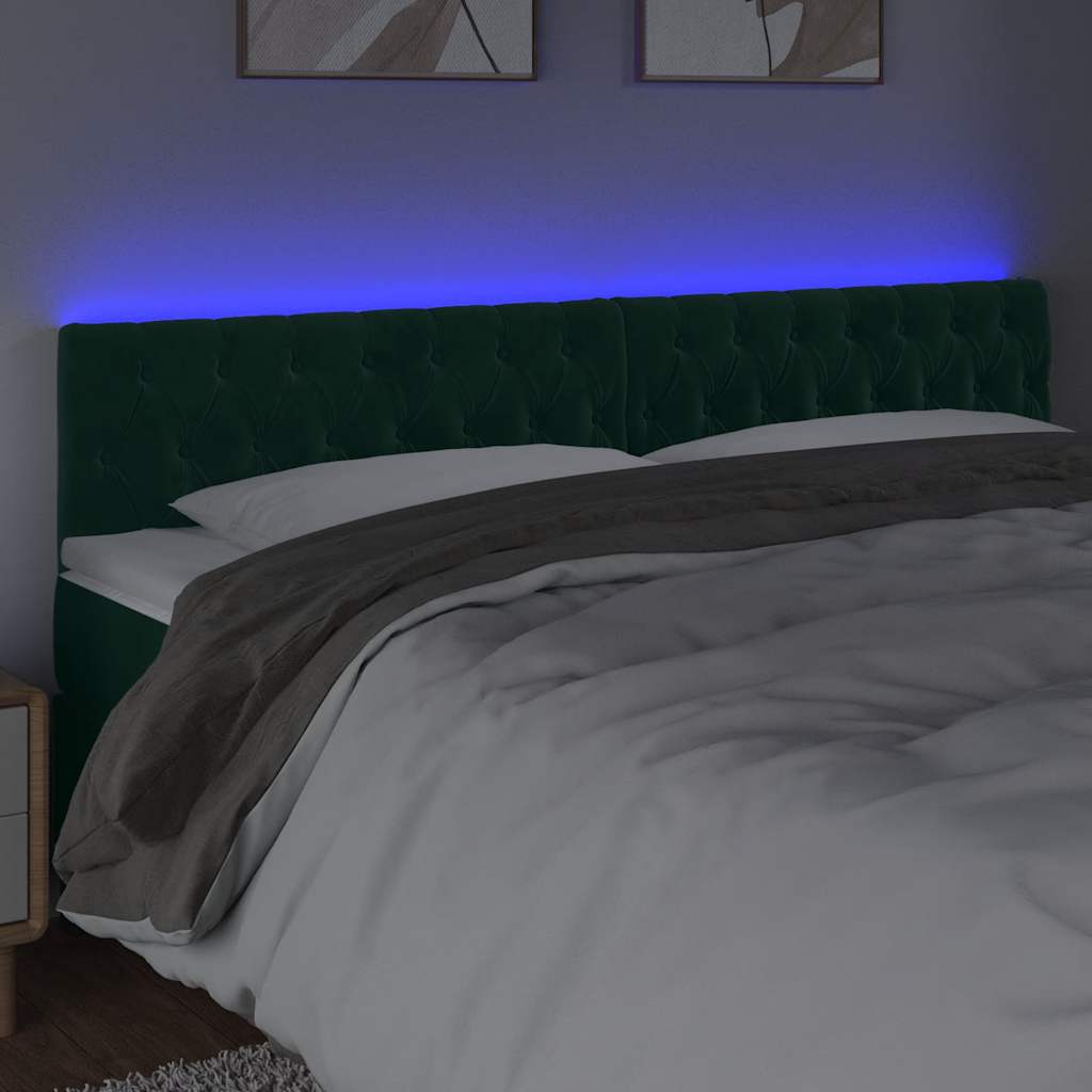 Hoofdbord LED 200x7x78/88 cm fluweel donkergroen is nu te koop bij PeponiXL, paradijselijk wonen!