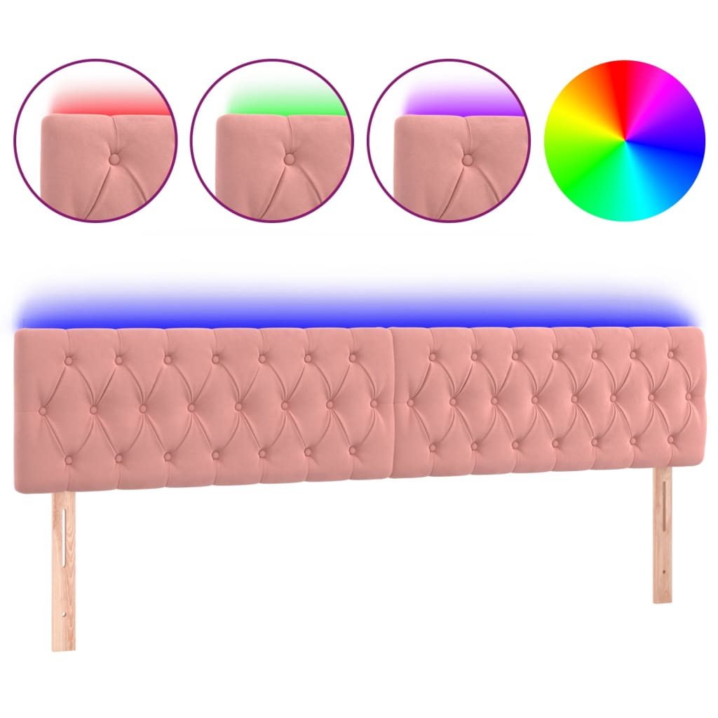 Hoofdbord LED 200x7x78/88 cm fluweel roze is nu te koop bij PeponiXL, paradijselijk wonen!