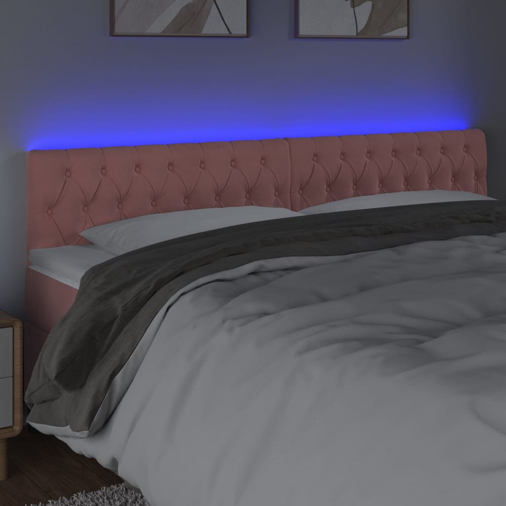 Hoofdbord LED 200x7x78/88 cm fluweel roze is nu te koop bij PeponiXL, paradijselijk wonen!