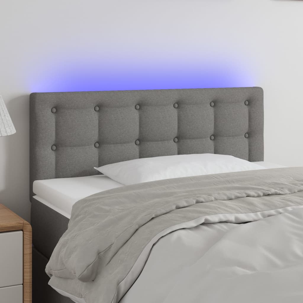 Hoofdbord LED 80x5x78/88 cm stof donkergrijs is nu te koop bij PeponiXL, paradijselijk wonen!