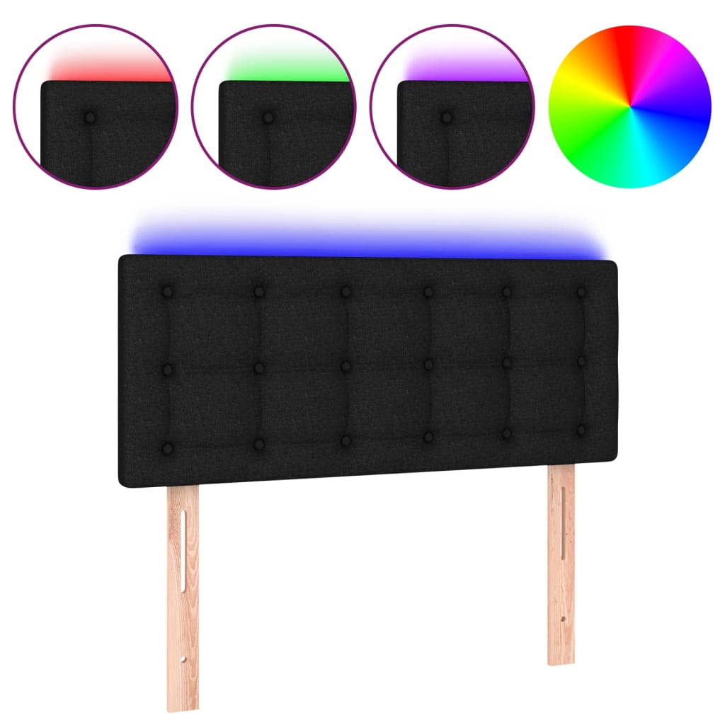 Hoofdbord LED 80x5x78/88 cm stof zwart is nu te koop bij PeponiXL, paradijselijk wonen!