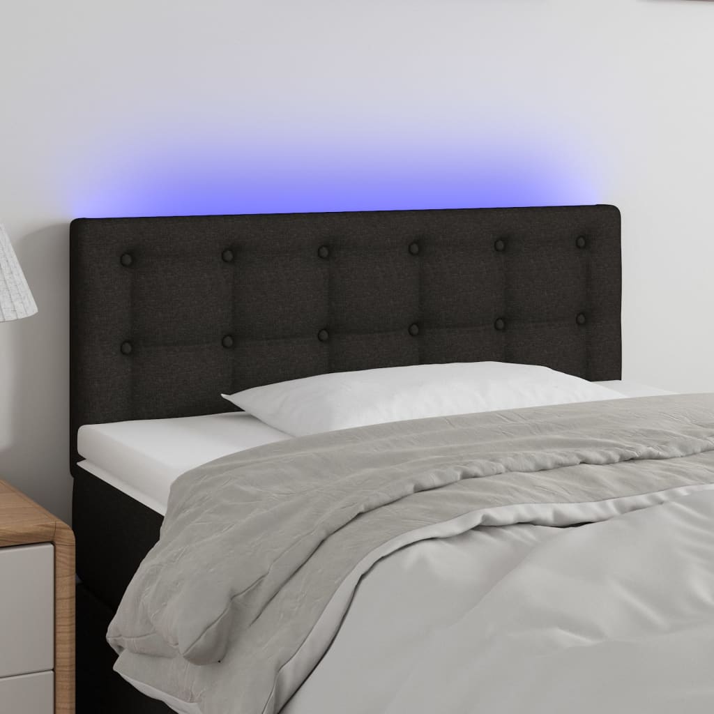Hoofdbord LED 80x5x78/88 cm stof zwart is nu te koop bij PeponiXL, paradijselijk wonen!