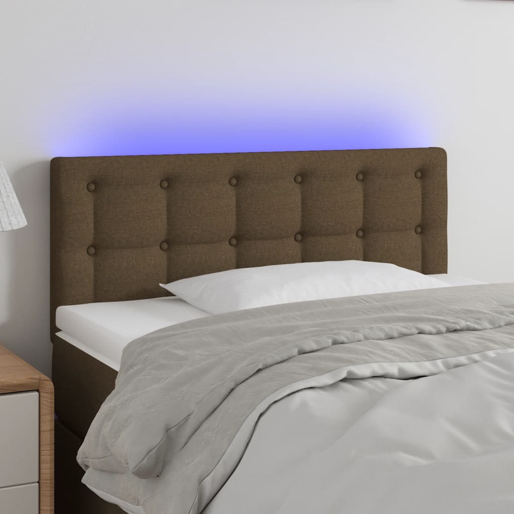 Hoofdbord LED 80x5x78/88 cm stof donkerbruin is nu te koop bij PeponiXL, paradijselijk wonen!