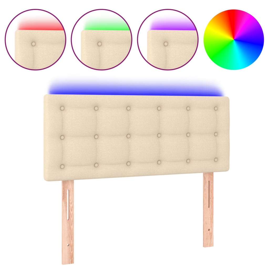 Hoofdbord LED 80x5x78/88 cm stof crèmekleurig is nu te koop bij PeponiXL, paradijselijk wonen!