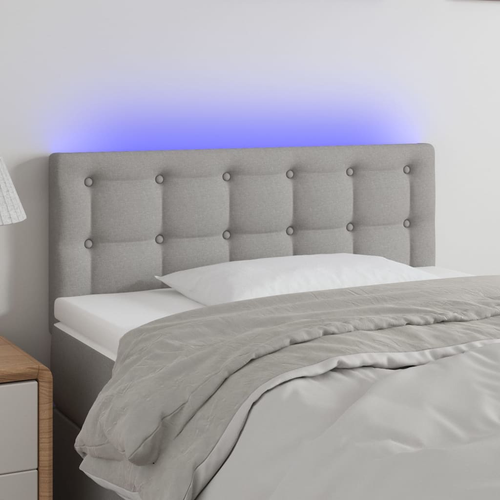 Hoofdbord LED 90x5x78/88 cm stof lichtgrijs is nu te koop bij PeponiXL, paradijselijk wonen!
