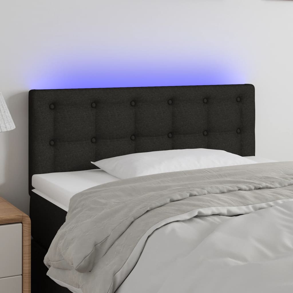 Hoofdbord LED 90x5x78/88 cm stof zwart is nu te koop bij PeponiXL, paradijselijk wonen!