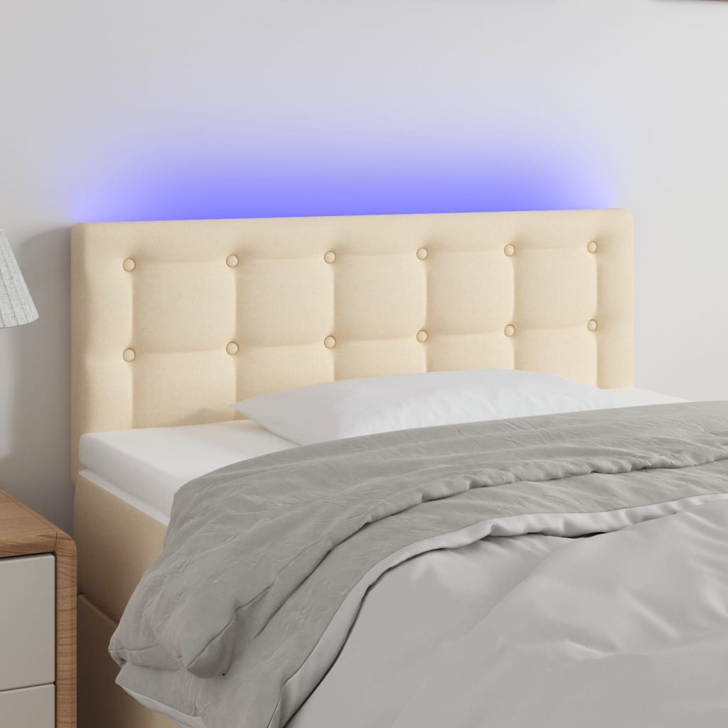 Hoofdbord LED 90x5x78/88 cm stof crèmekleurig is nu te koop bij PeponiXL, paradijselijk wonen!