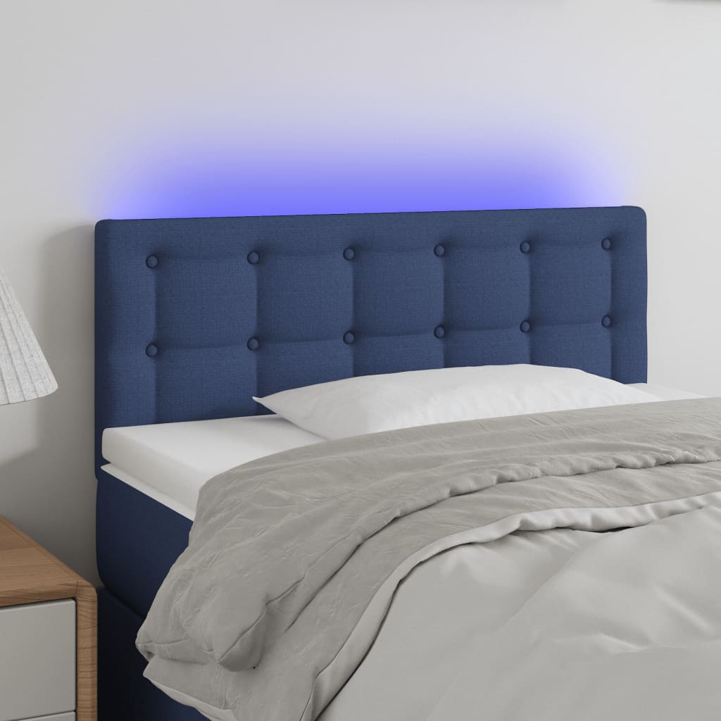 Hoofdbord LED 90x5x78/88 cm stof blauw is nu te koop bij PeponiXL, paradijselijk wonen!