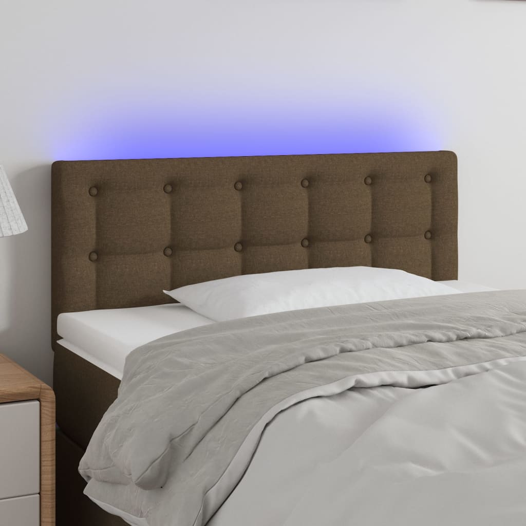 Hoofdbord LED 100x5x78/88 cm stof donkerbruin is nu te koop bij PeponiXL, paradijselijk wonen!
