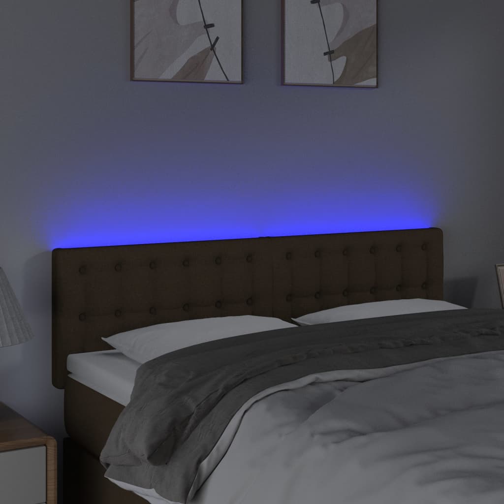 Hoofdbord LED 144x5x78/88 cm stof donkerbruin is nu te koop bij PeponiXL, paradijselijk wonen!