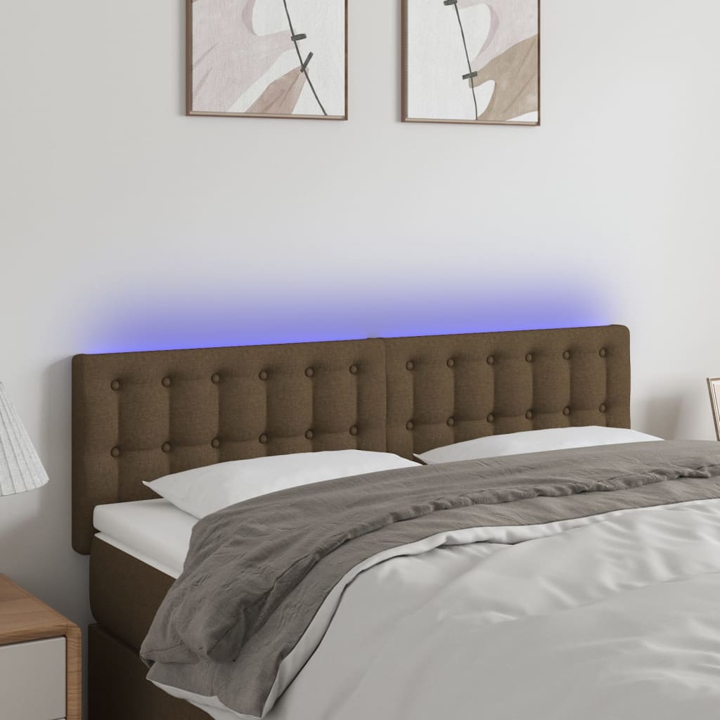 Hoofdbord LED 144x5x78/88 cm stof donkerbruin is nu te koop bij PeponiXL, paradijselijk wonen!