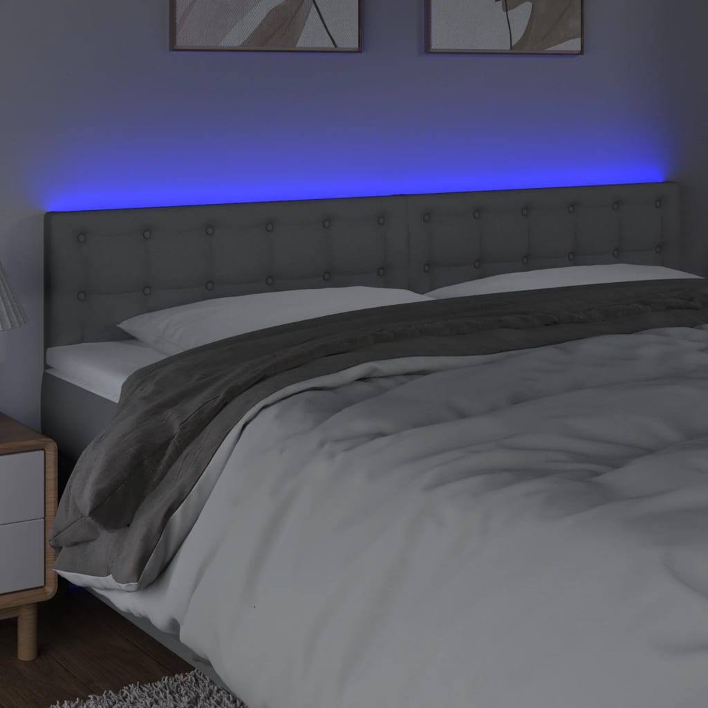 Hoofdbord LED 160x5x78/88 cm stof lichtgrijs is nu te koop bij PeponiXL, paradijselijk wonen!
