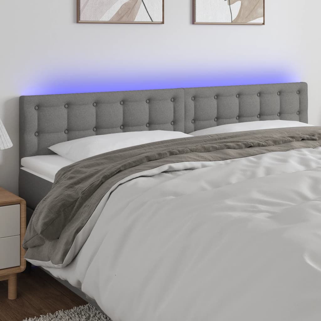 Hoofdbord LED 160x5x78/88 cm stof donkergrijs is nu te koop bij PeponiXL, paradijselijk wonen!
