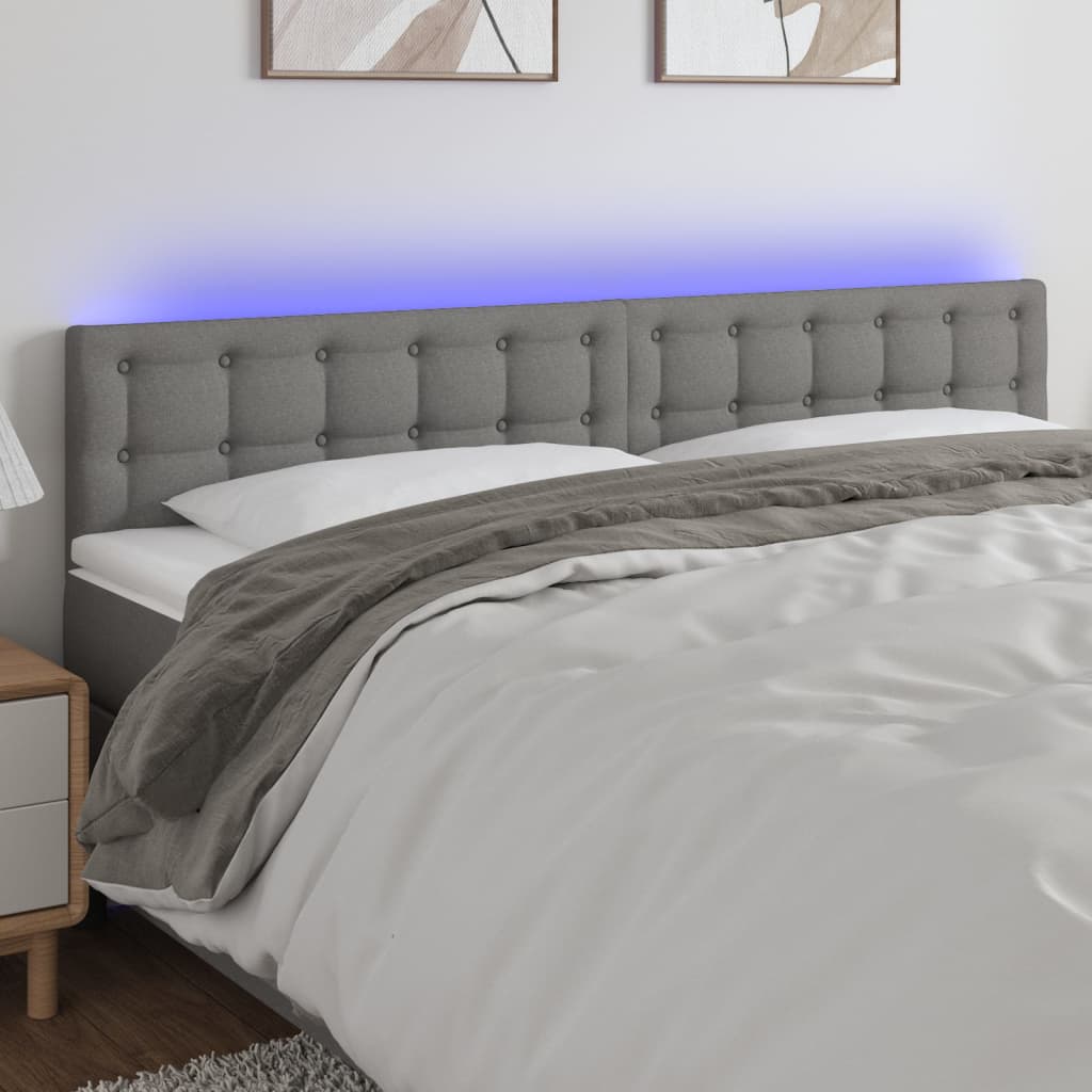 Hoofdbord LED 180x5x78/88 cm stof donkergrijs is nu te koop bij PeponiXL, paradijselijk wonen!
