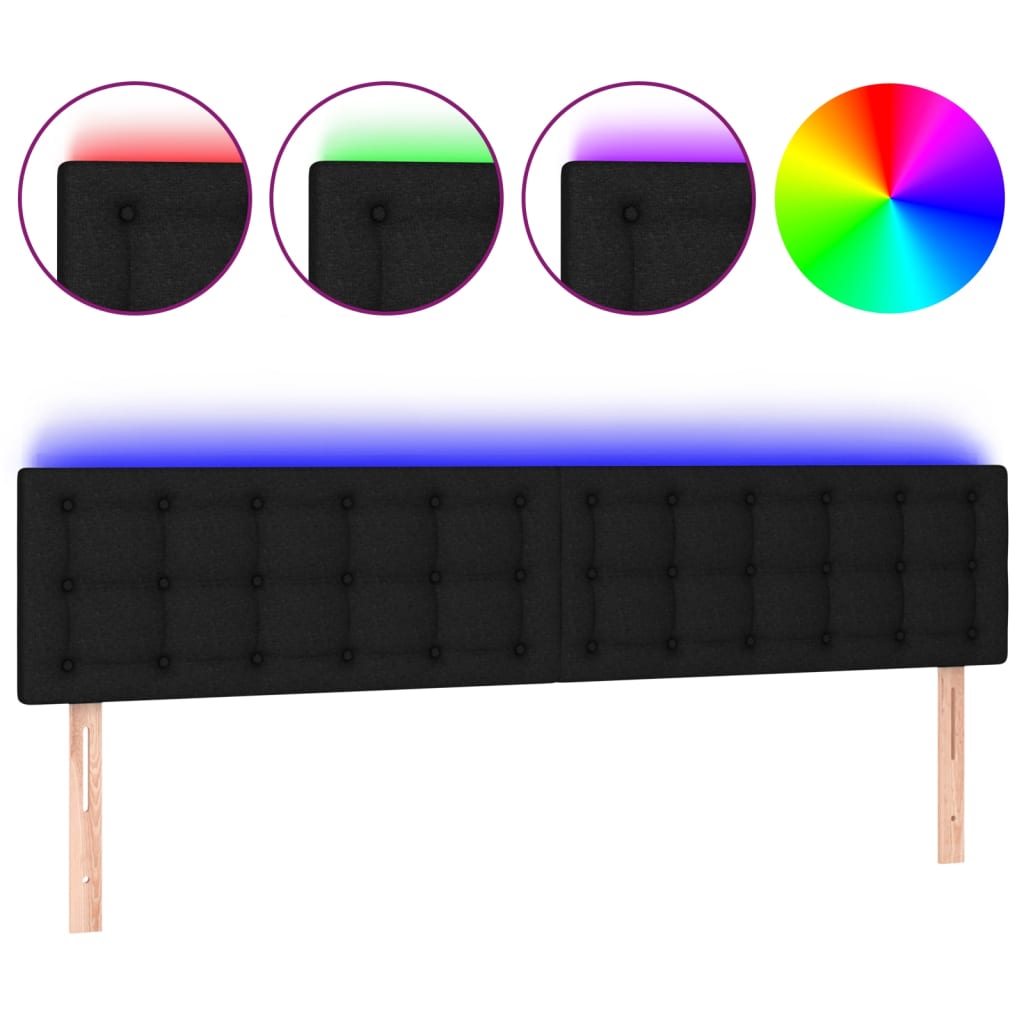 Hoofdbord LED 180x5x78/88 cm stof zwart is nu te koop bij PeponiXL, paradijselijk wonen!