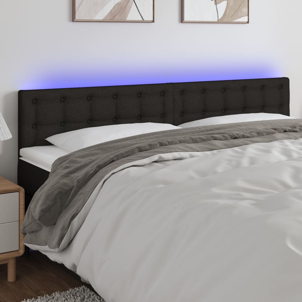 Hoofdbord LED 180x5x78/88 cm stof zwart is nu te koop bij PeponiXL, paradijselijk wonen!