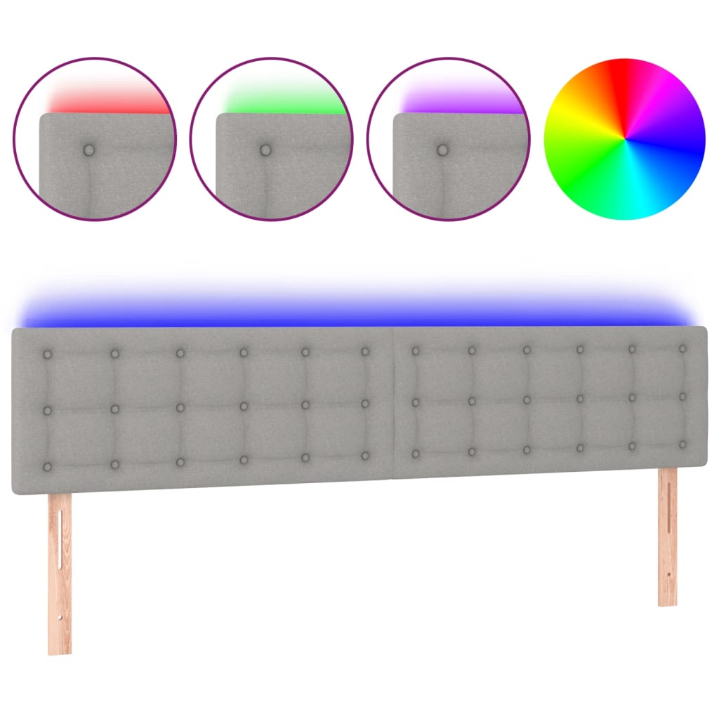 Hoofdbord LED 200x5x78/88 cm stof lichtgrijs is nu te koop bij PeponiXL, paradijselijk wonen!