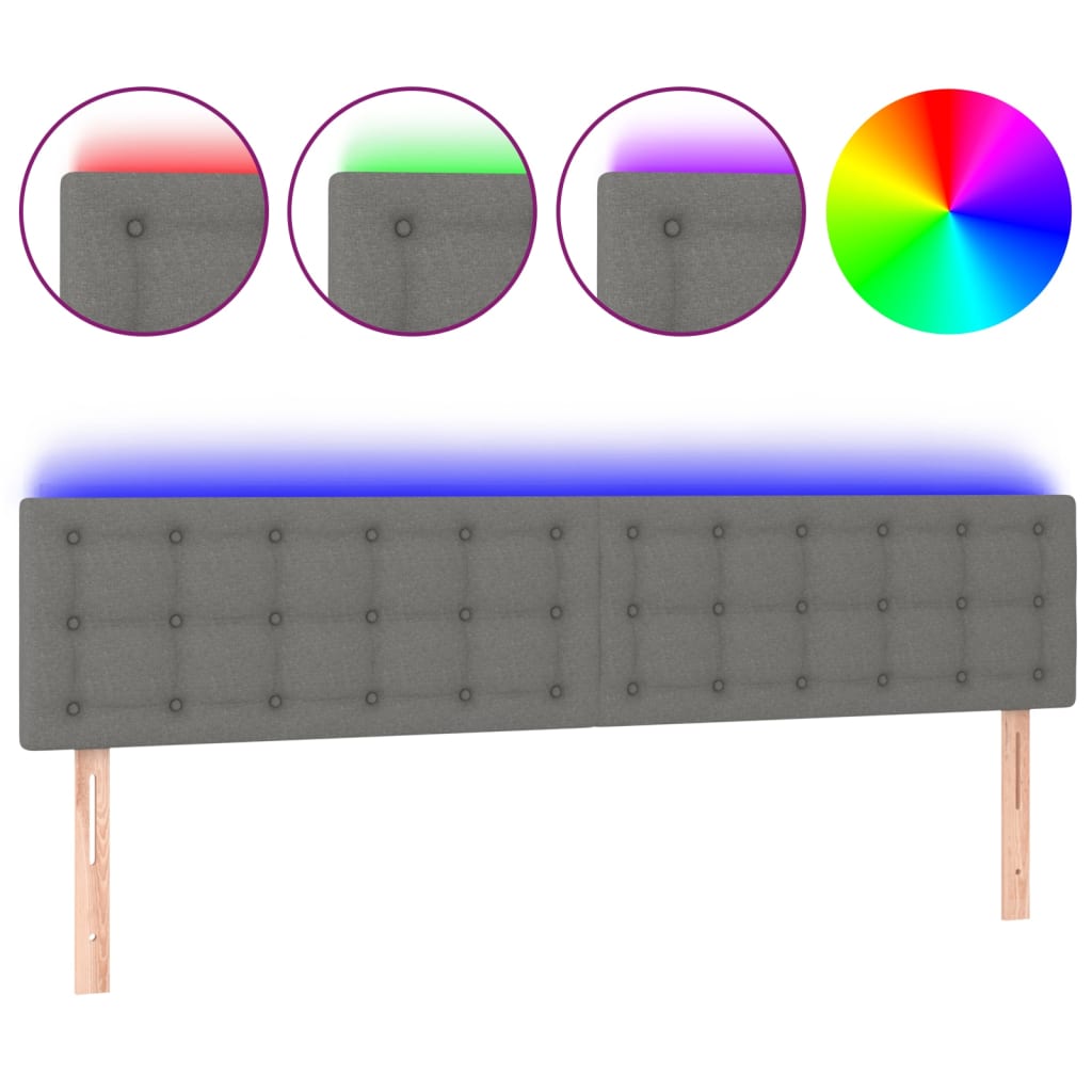 Hoofdbord LED 200x5x78/88 cm stof donkergrijs is nu te koop bij PeponiXL, paradijselijk wonen!