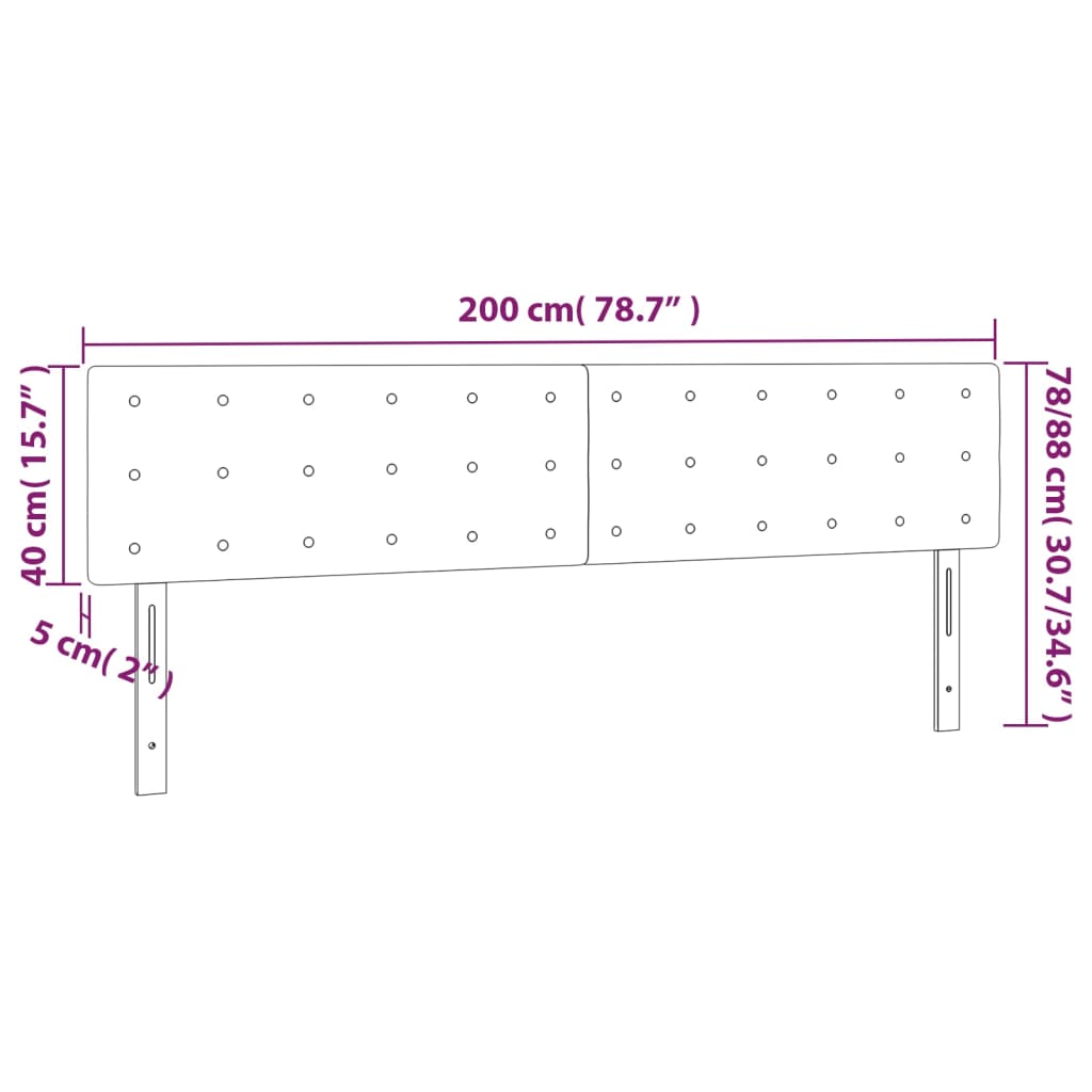 Hoofdbord LED 200x5x78/88 cm stof zwart is nu te koop bij PeponiXL, paradijselijk wonen!