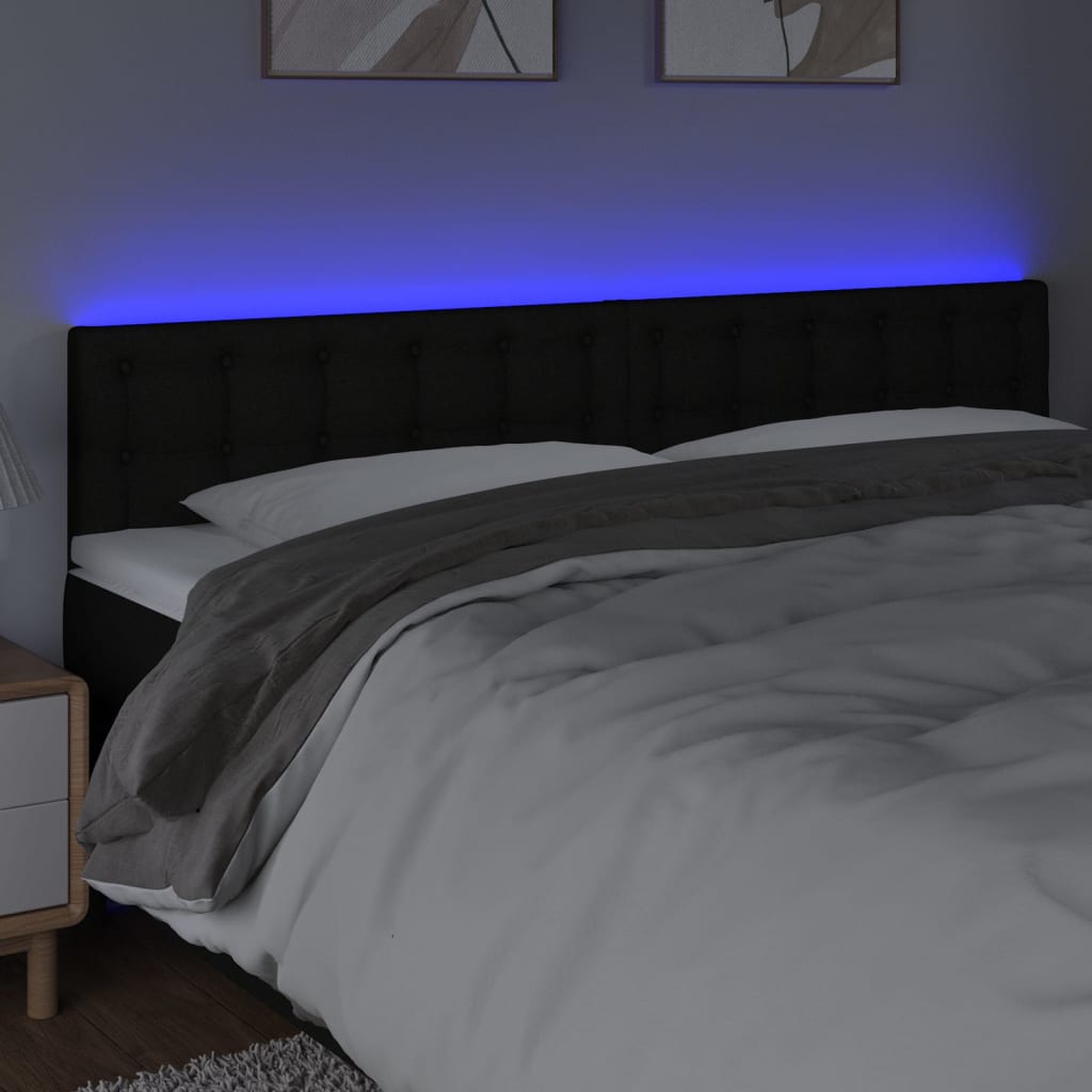 Hoofdbord LED 200x5x78/88 cm stof zwart is nu te koop bij PeponiXL, paradijselijk wonen!