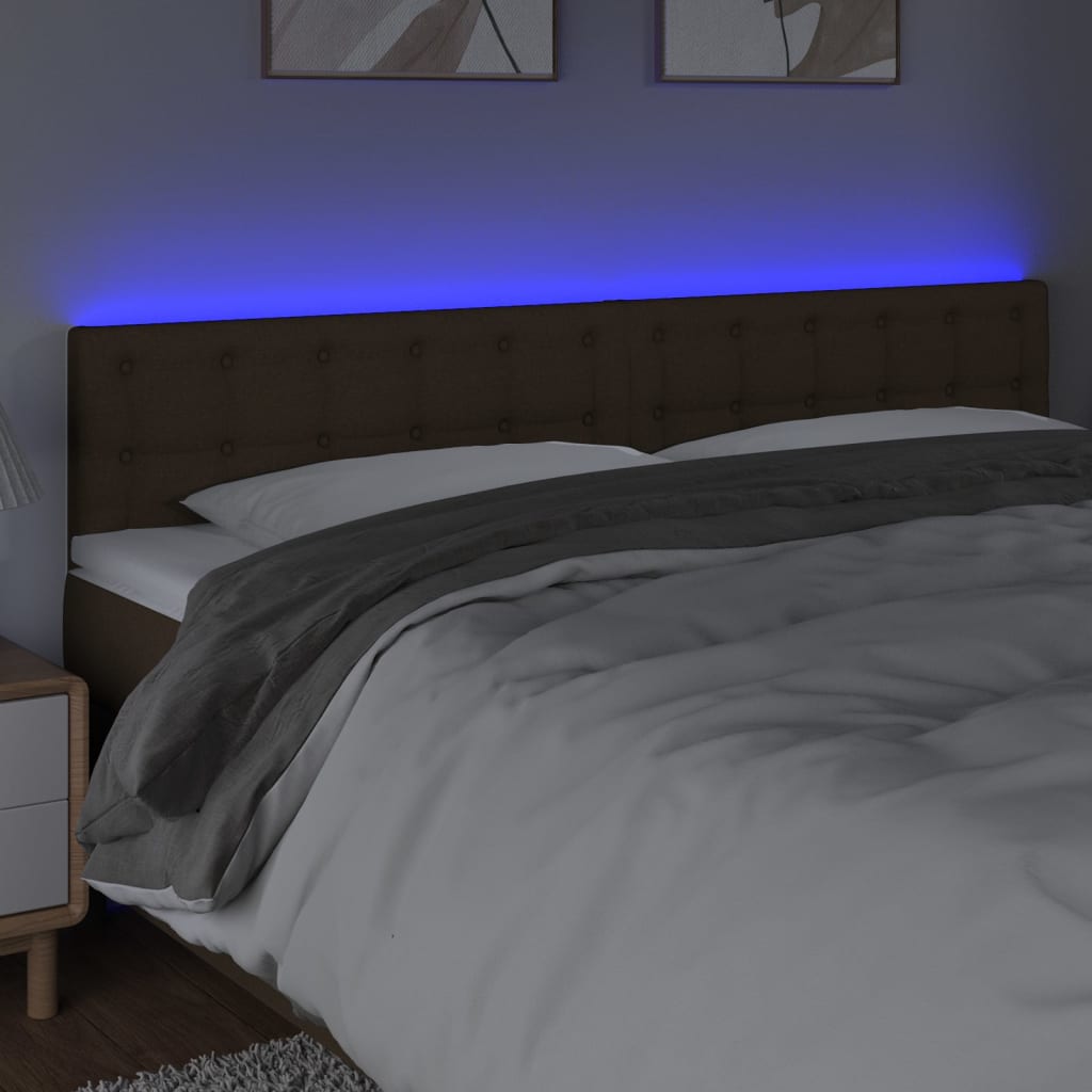 Hoofdbord LED 200x5x78/88 cm stof donkerbruin is nu te koop bij PeponiXL, paradijselijk wonen!