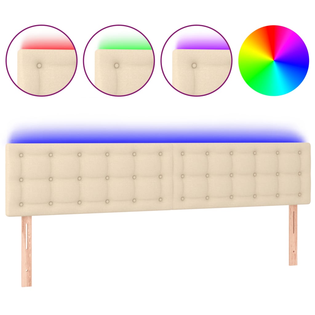 Hoofdbord LED 200x5x78/88 cm stof crèmekleurig is nu te koop bij PeponiXL, paradijselijk wonen!