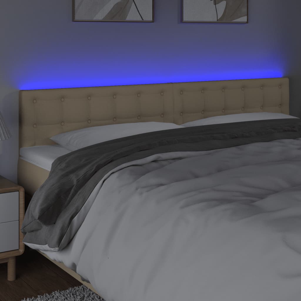 Hoofdbord LED 200x5x78/88 cm stof crèmekleurig is nu te koop bij PeponiXL, paradijselijk wonen!