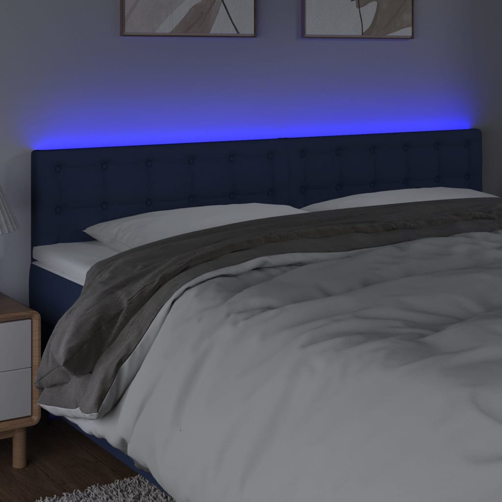 Hoofdbord LED 200x5x78/88 cm stof blauw is nu te koop bij PeponiXL, paradijselijk wonen!