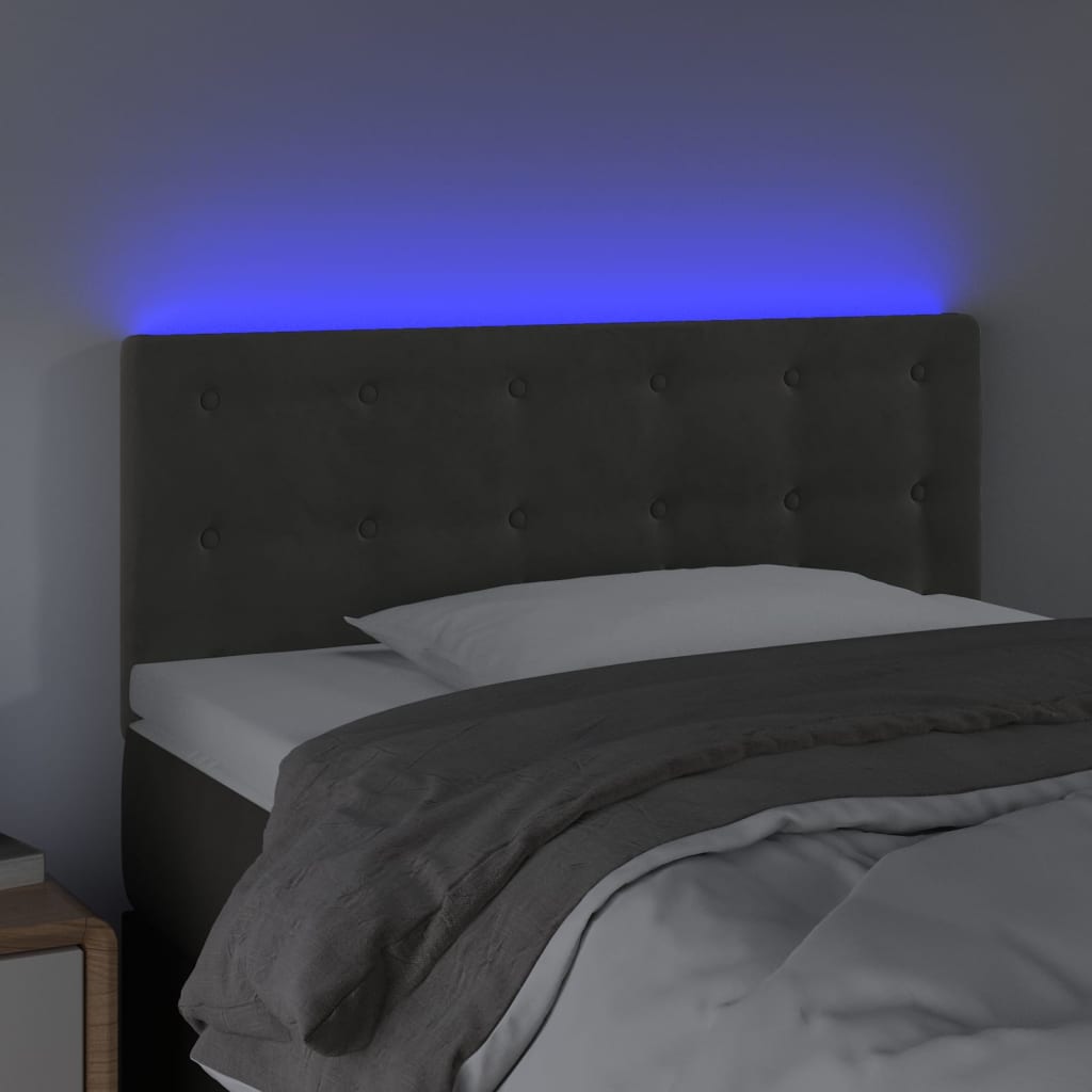Hoofdbord LED 80x5x78/88 cm fluweel donkergrijs is nu te koop bij PeponiXL, paradijselijk wonen!