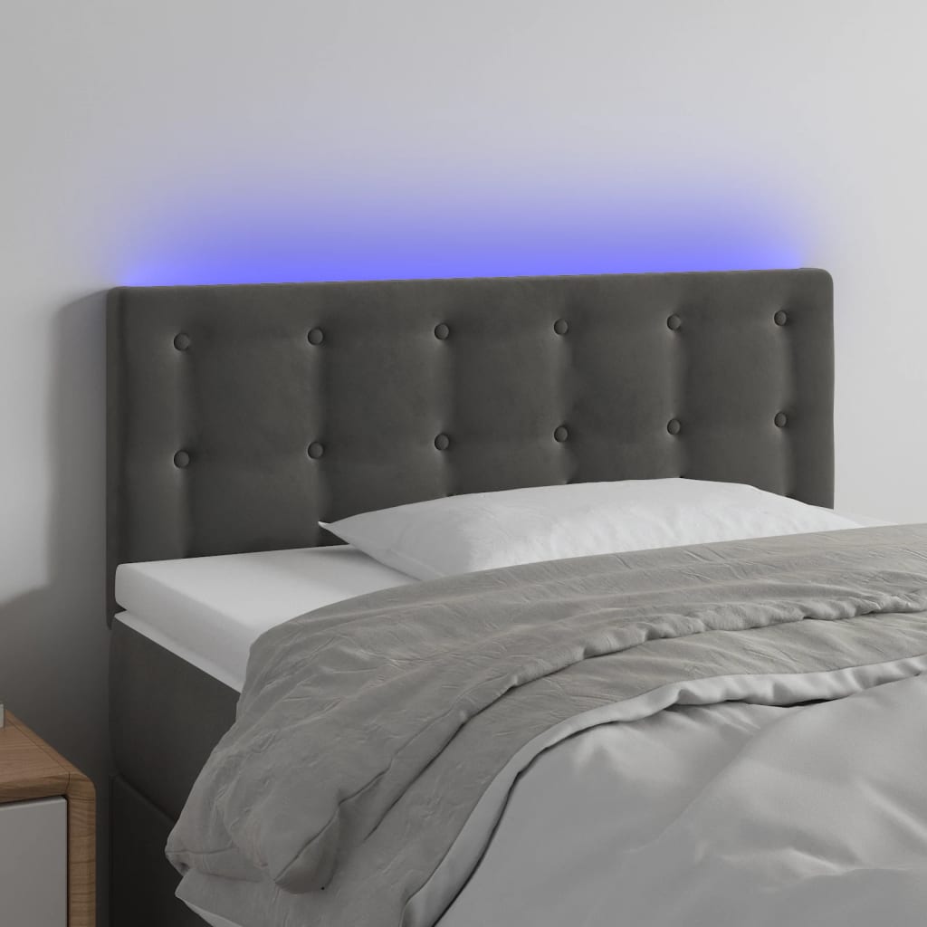 Hoofdbord LED 80x5x78/88 cm fluweel donkergrijs is nu te koop bij PeponiXL, paradijselijk wonen!