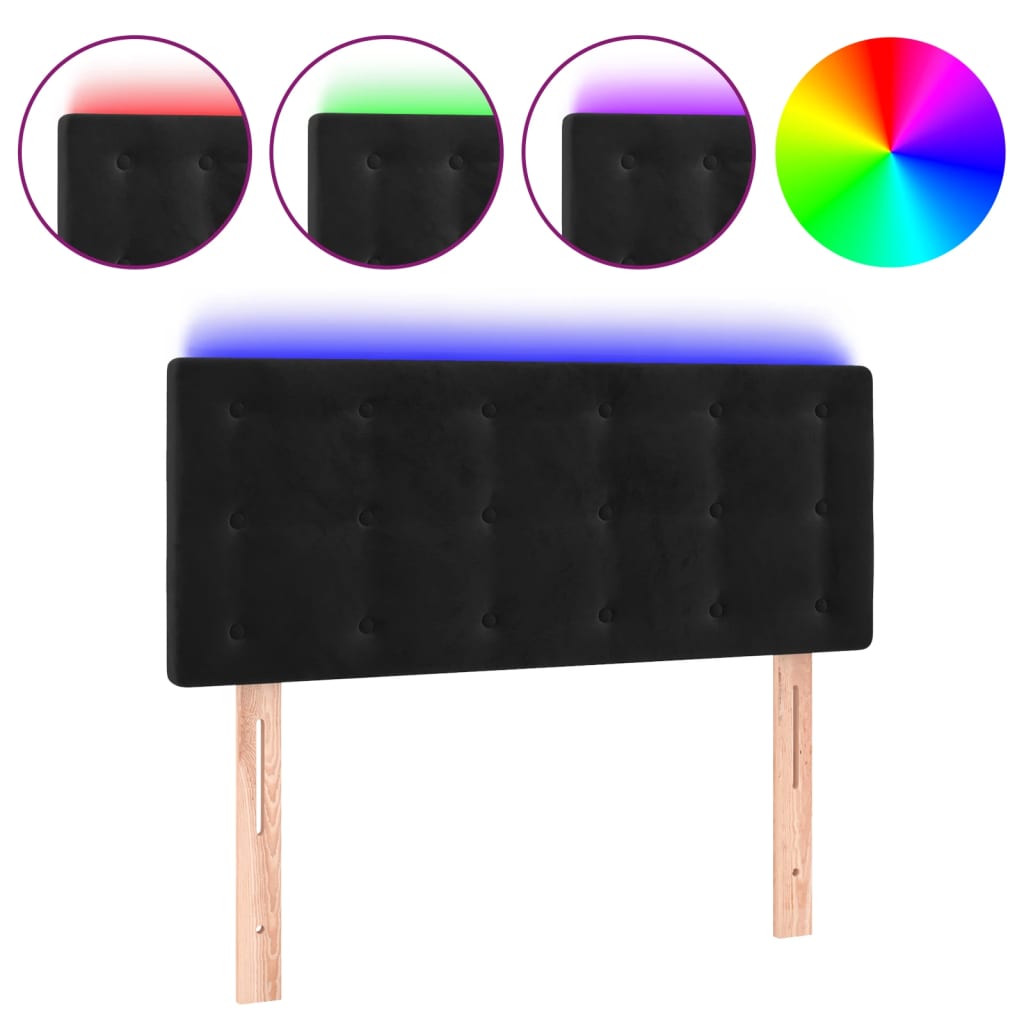 Hoofdbord LED 80x5x78/88 cm fluweel zwart is nu te koop bij PeponiXL, paradijselijk wonen!